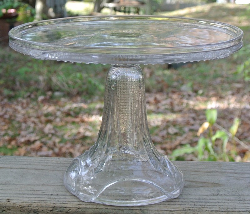 Antique Curtain Tie Back Cake Stand Early American Pattern Glass Adams & Co~B gallery