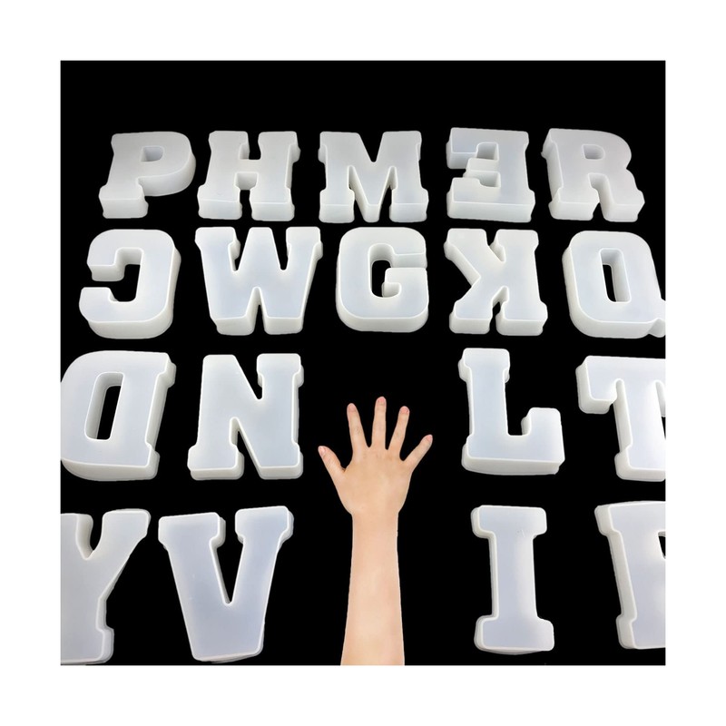 ESEDAGE 6 inch 26 Pack English Letter Mold Alphabet Mold Silicone Letter Mold…
