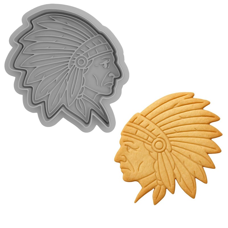 Mighty Gadget Native American Chief Cookie Cutter & Stamp 4x3.59" (Random Color) gallery