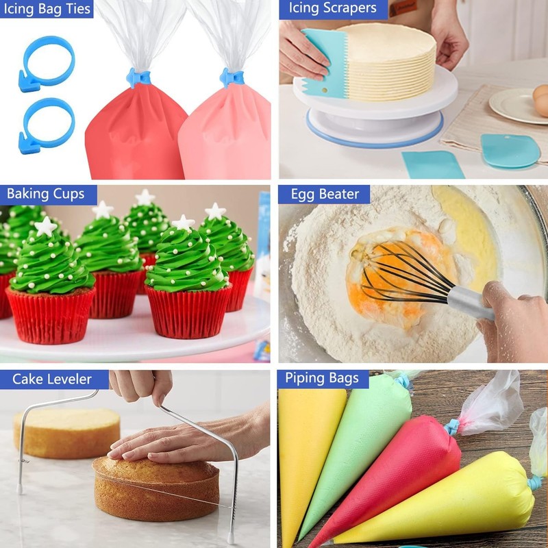 240PCS Cake Decorating Supplies Kits Cake Turntable, 100 Piping Bags 100 Disp... gallery