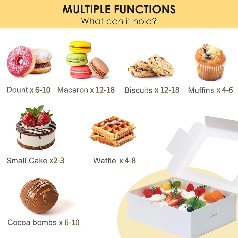 TOMNK 12pcs 8x6x2.5 Inches Bakery Boxes with Window, Cookie Boxes for Chocolate gallery