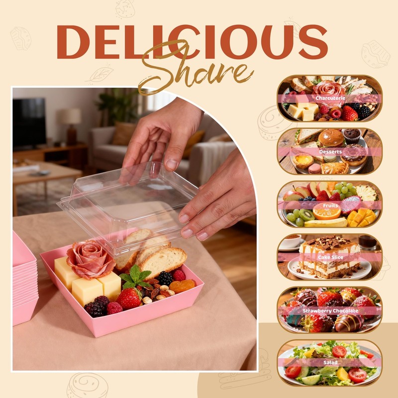 NPLUX Charcuterie Boxes with Clear Lids Mini Bakery Boxes Disposable Treat Bo... gallery