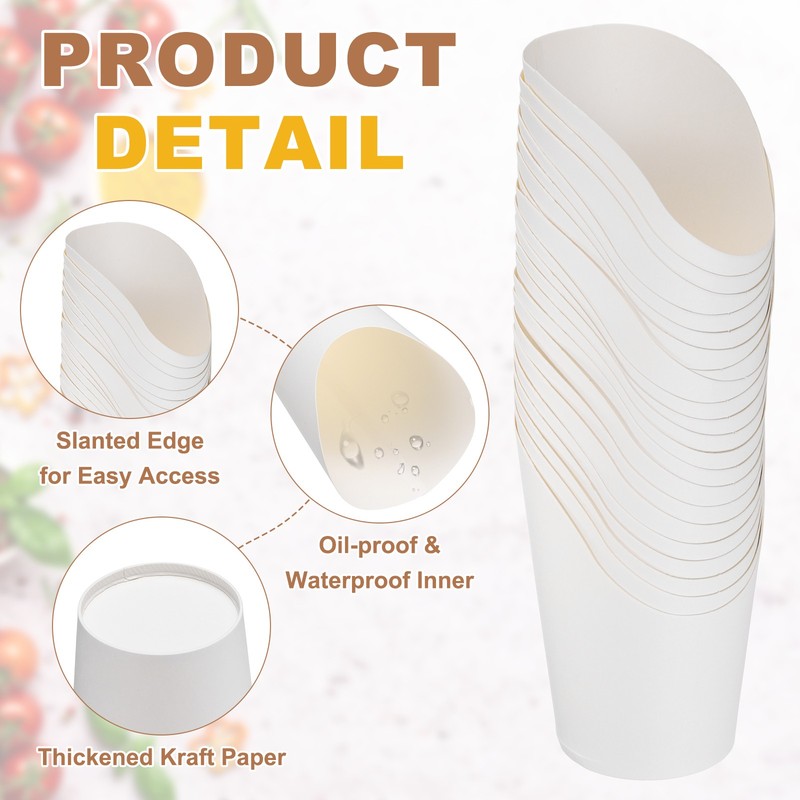 150Pcs French Fries Holder, 14oz Disposable Paper Charcuterie Cups, White gallery