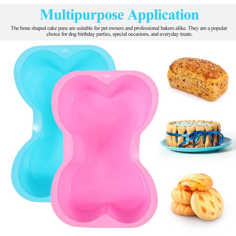 2Pcs Silicone Dog Cake Mold Bone Shape for Kitchen Use with Flexible Baking Pans gallery