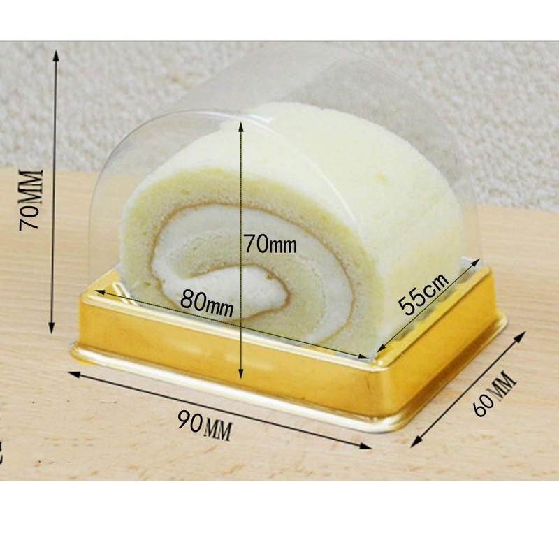 50 Pcs Roll Cake Box Set Single Personal Swiss 3.15"x2.17"x2.75", Black gallery