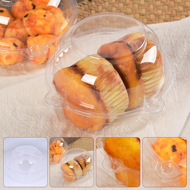100 Jumbo Muffin Containers，Transparent Cupcake Containers Individual, Clear Muf gallery