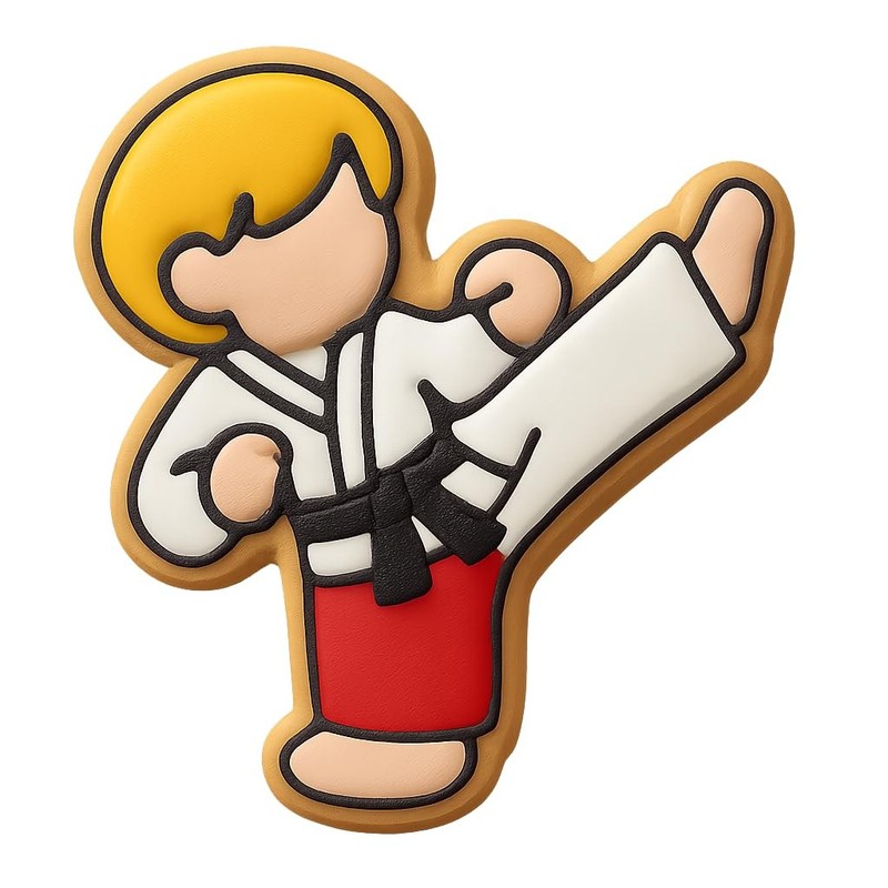 Karate Boy Performing Roundhouse Cookie Cutter & Stamp, Fondant & Clay - 4x3.5 gallery