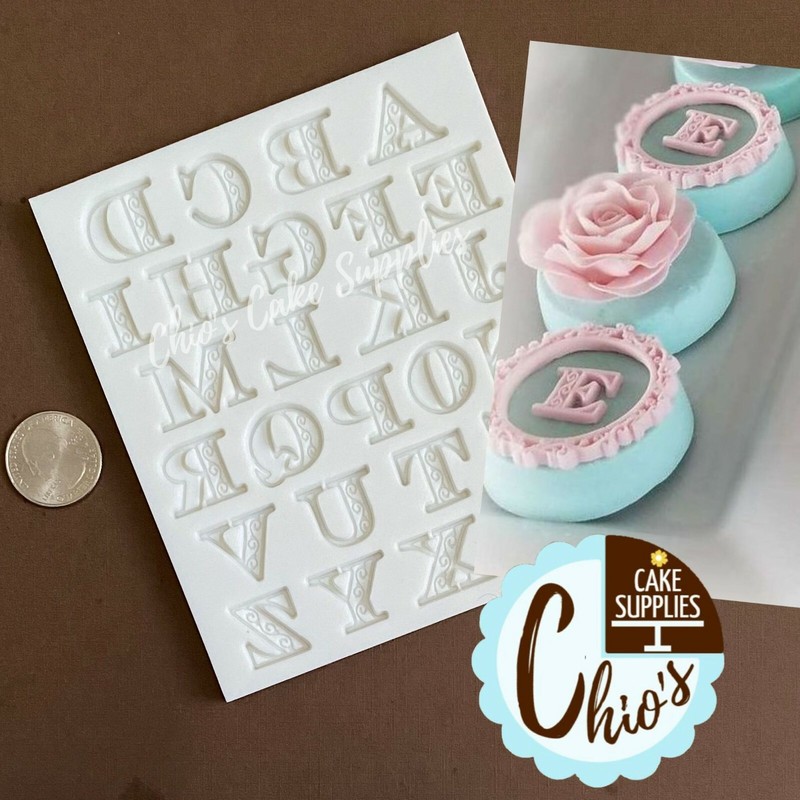 Alphabet engraved letters (A-Z) silicone mold.