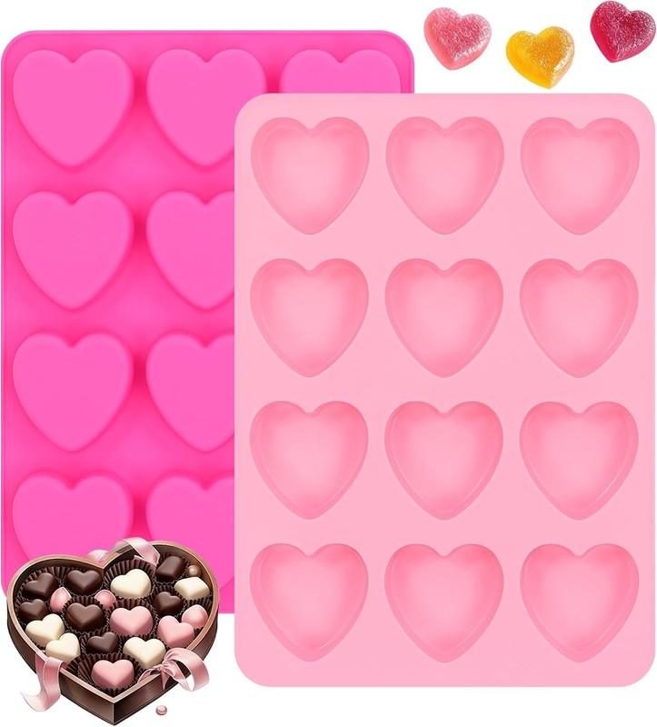 Heart-Shaped Silicone Chocolate Molds - Set of 2 for Effortless Baking & Gifts gallery