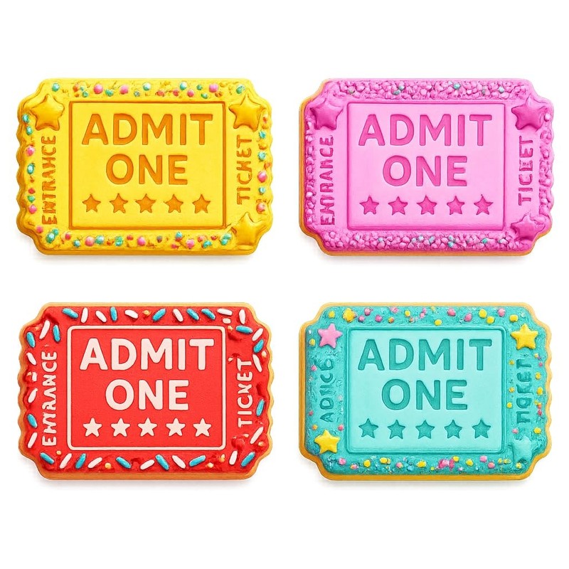 Admit One Ticket Cookie Cutter & Stamp 4x2.4" for Baking Fondant Clay Embosser gallery