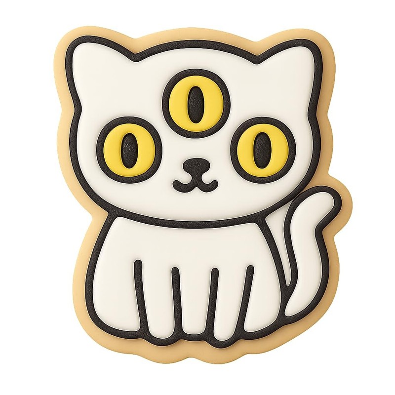 Three-Eyed Alien Cat Cookie Cutter & Stamp - 4x3 gallery