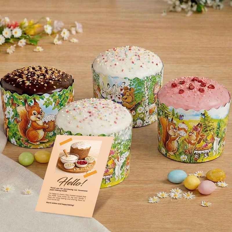 12 PCS Large Round Panettone Easter Bread Kulich Paper Mold 3.54x4.11 Inch gallery
