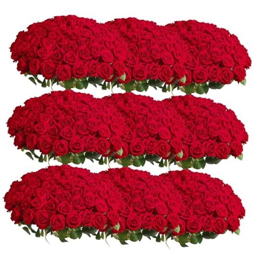 154pcs Roses Artificial Flowers – Realistic Faux Roses for Wedding Red
