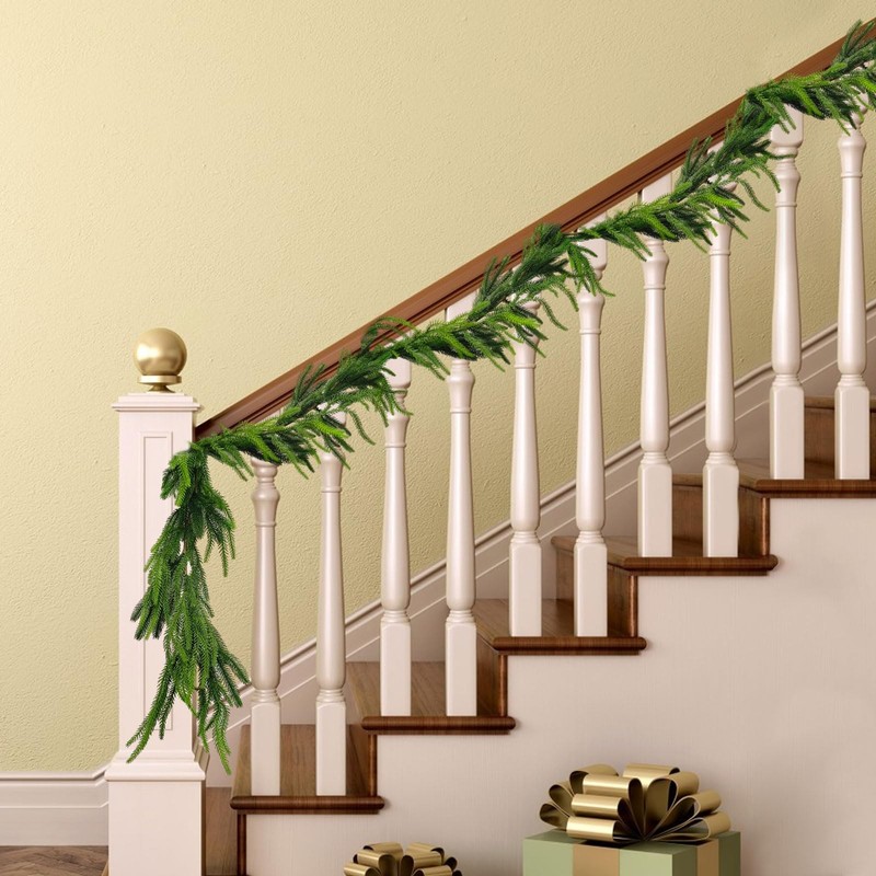 Gllbtpt 2Pcs Christmas Norfolk Pine Garland 9 Ft Artificial Green Garland gallery