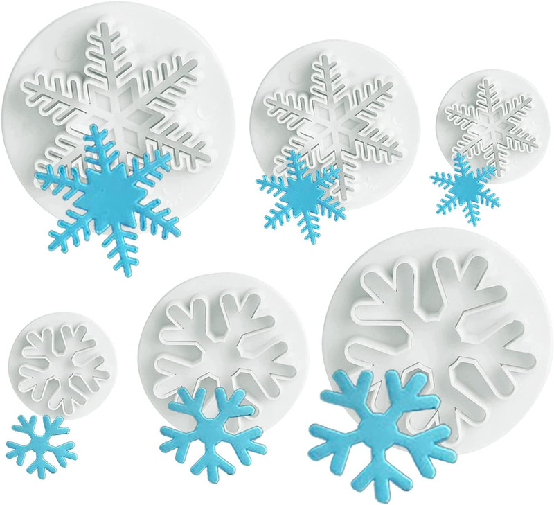 Snowflake Cookie Cutter,Ilauke 6 Pcs Snowflake Fondant Cutters Decorating Mold E