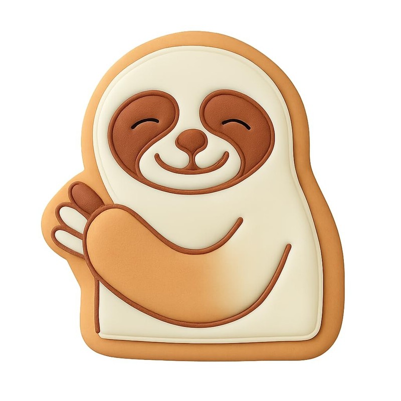 Smiling Sloth Cookie Cutter & Stamp – 4×3 Fun Kitchen Baking