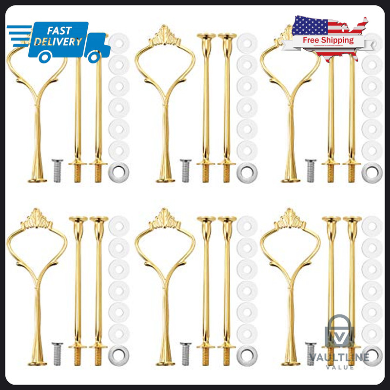 6 Set Gold Cake Stand Hardware Fittings for Tiered Tray DIY Projects