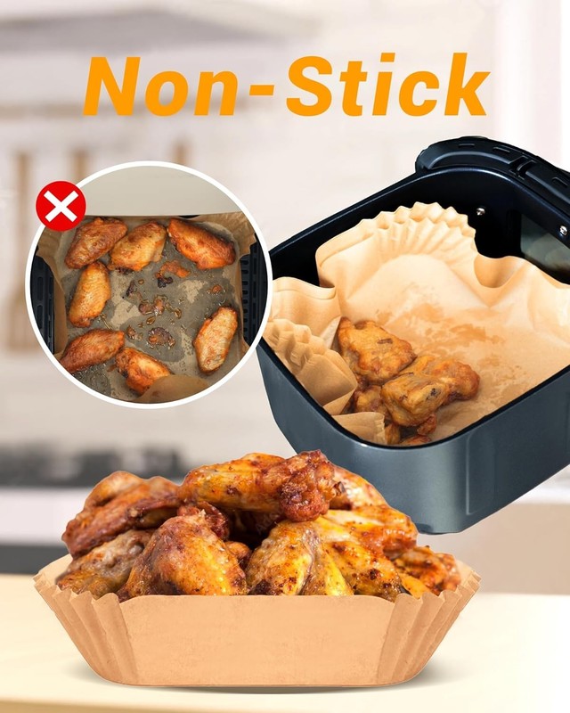 500Pcs Air Fryer Paper Liners, 8” Square Disposable Parchment Paper Liner gallery