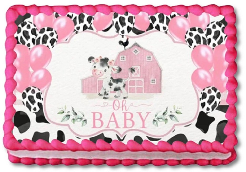 Oh Baby Baby Cow Edible Image Edible Baby Shower Cake Topper Sticker DIY Cake 03