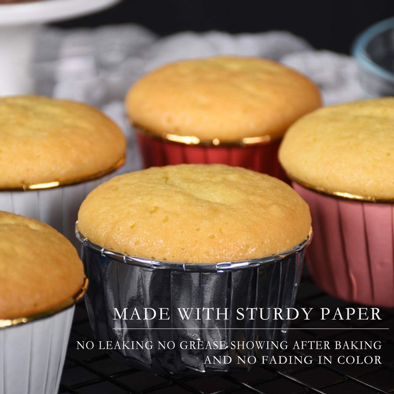 3.5 Ounce Disposable Muffin Cups 50 Pack, Foil Cupcake Liners, , White gallery