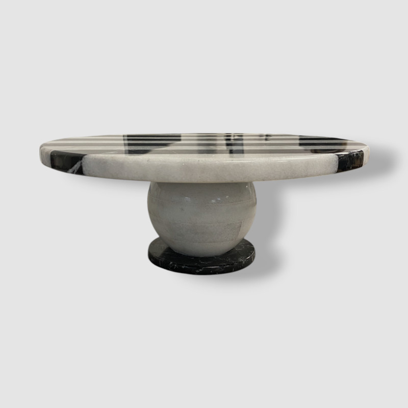 Vetta Home Black/White Striped The Disco Marble Cake Stand 12" Dia gallery