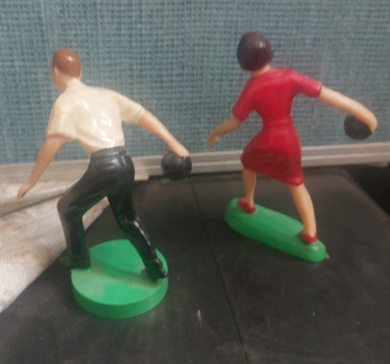Vintage Bowler Cake Toppers Man and Woman His And Hers gallery