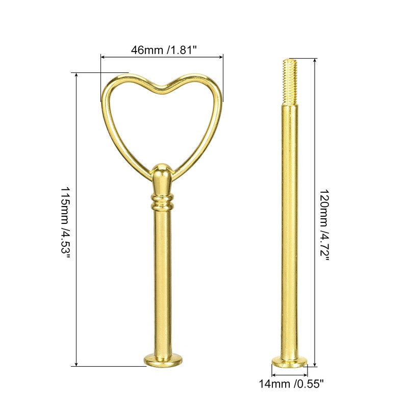 1 Set Cake Tray Stand Handle Plate Hardware Fitting, 3-Tiers Heart Gold gallery