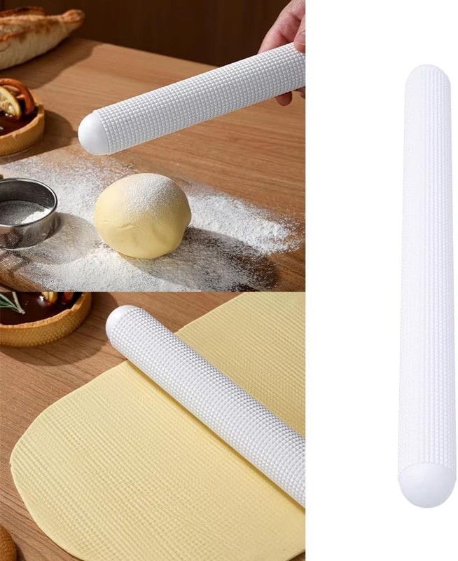 2 Pack Plastic Rolling Pin Dough Roller Non Stick Textured Baking Pastry Pizza gallery