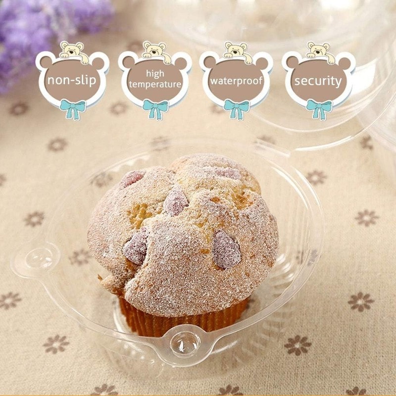 Cupcake Holders Individual 50 Pcs Clear Plastic Muffin Containers Food Boxes gallery