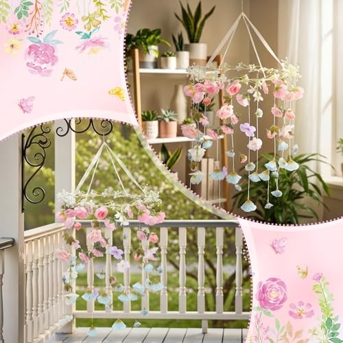 Artificial Flowers Crib Mobile Spring Hanging Flower Wind Chimes Fresh Style gallery