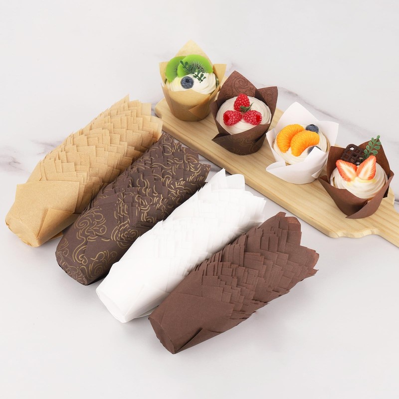 400pcs Tulip Cupcake Liners for Baking Cups Greaseproof Tulip Muffin Liners P... gallery