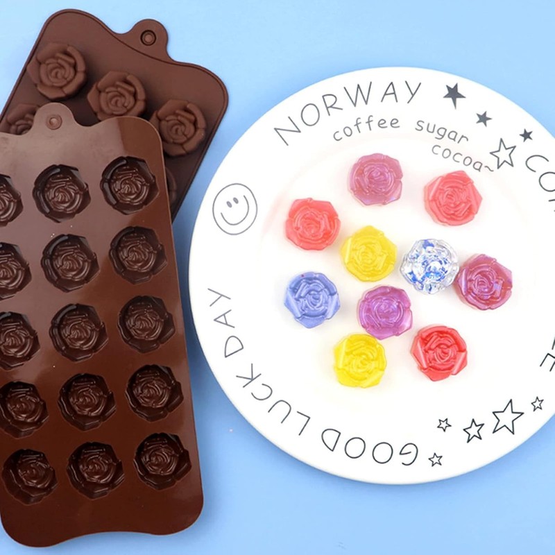 2PCS Rose Flower Chocolate Molds 15 Cavity Silicone Candy Molds Non-Stick Sweet gallery