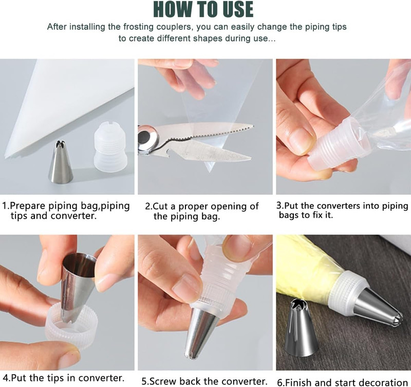Piping Bags and Tips Set, 120 Pcs Cake Decorating Kit with 100 Disposable Piping gallery