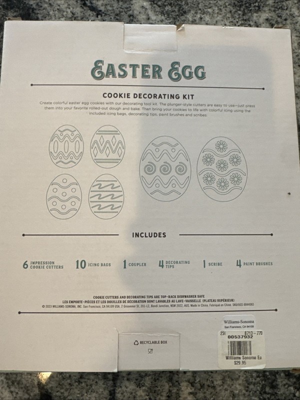 Williams Sonoma Easter Egg Cookie Decorating Kit 26pc Set NEW Spring Baking gallery