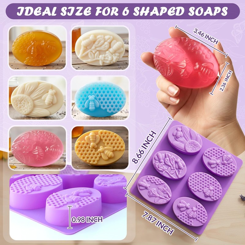 Silicone Bee Honeycomb Flower Oval Bar Molds, 6 Shapes 12 Cavities for Candy ... gallery