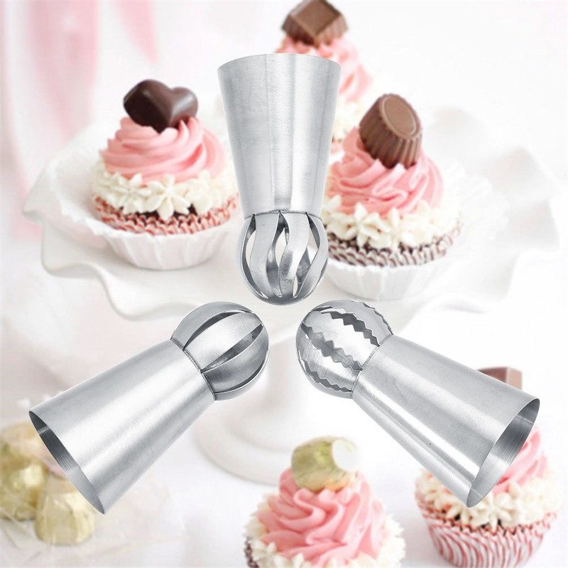 3pc Cake Icing Nozzle Pastry Decor Point Kit Stainless Steel Silver Flower Op... gallery
