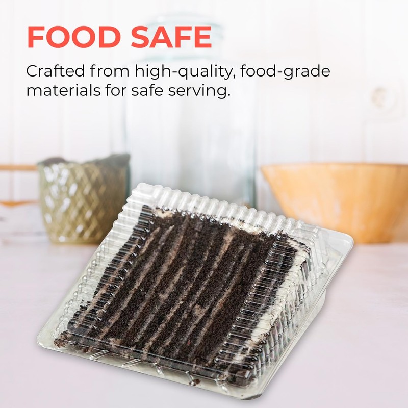 Sideways Cake Slice Containers with Hinged Lids – 30 Pack, Clear Disposable P... gallery