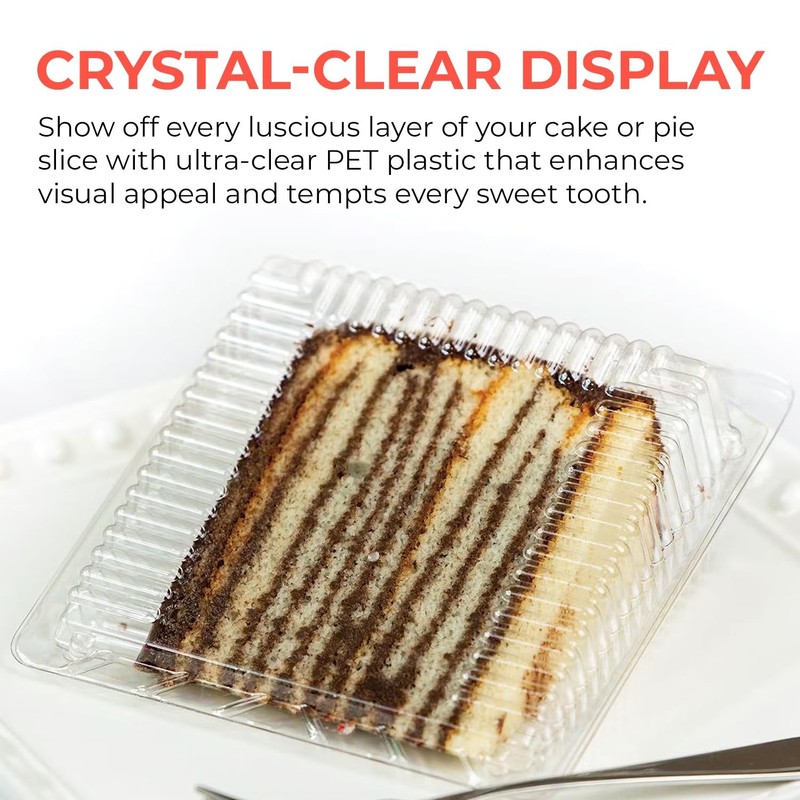 Sideways Cake Slice Containers with Hinged Lids – 30 Pack, Clear Disposable P... gallery