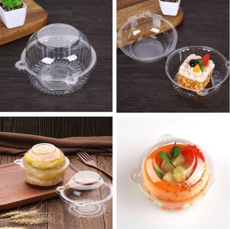 Elegant 50 Pack Plastic Muffin Boxes with Clamshell Seal for Events & Parties gallery
