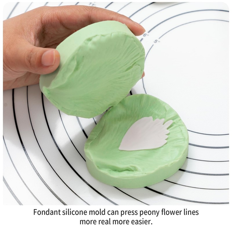 Flower Silicone Mold, 10 Pcs Gumpaste Cutters, 2 Pcs Peony Petal Fondant Vein... gallery