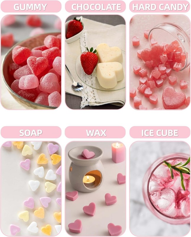 Heart Silicone Gummy Molds 2 Pack with 2 Droppers, Mini Heart Chocolate Mold, No gallery