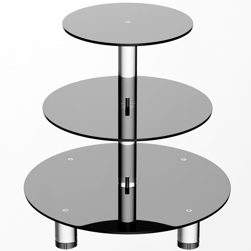 3 Tier Black Acrylic Cupcake Stand, Round Dessert Display Tower for 24 Cupcak...