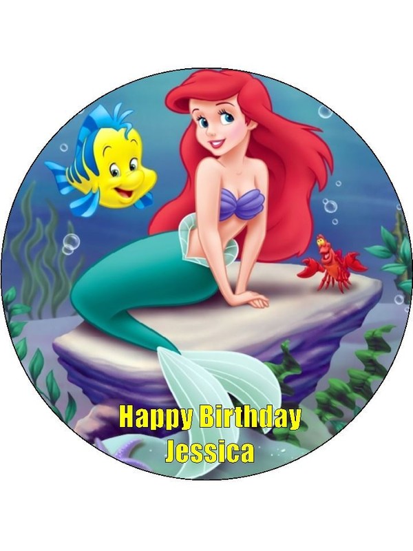 Little Mermaid Ariel Cake Topper Edible Icing Birthday Cake Decoration (3 Sizes)