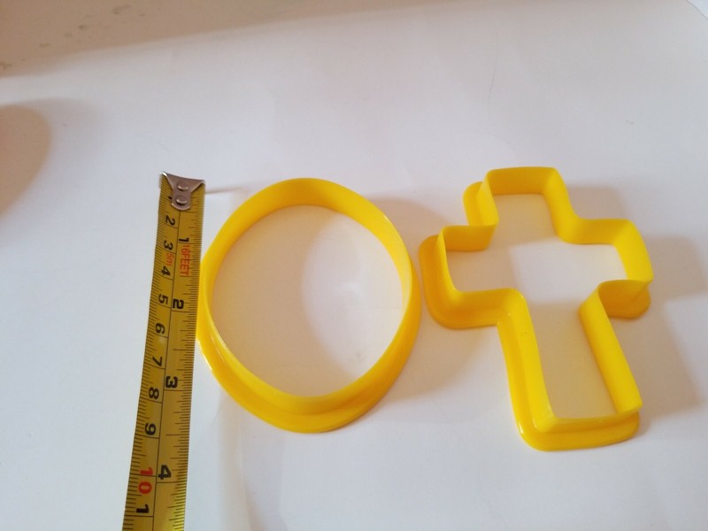 Cookie Cutters Easter Set of 2 Yellow Plastic 3.5" EGG CROSS gallery