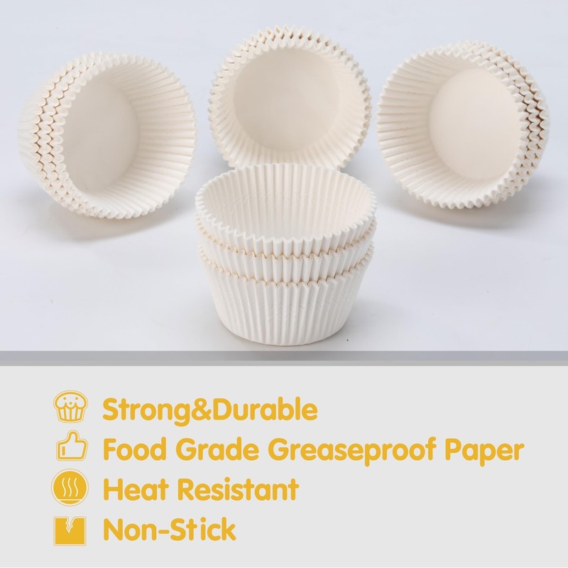 White Mini Muffin Liners Greaseproof Paper Baking Cups, for Christmas gallery