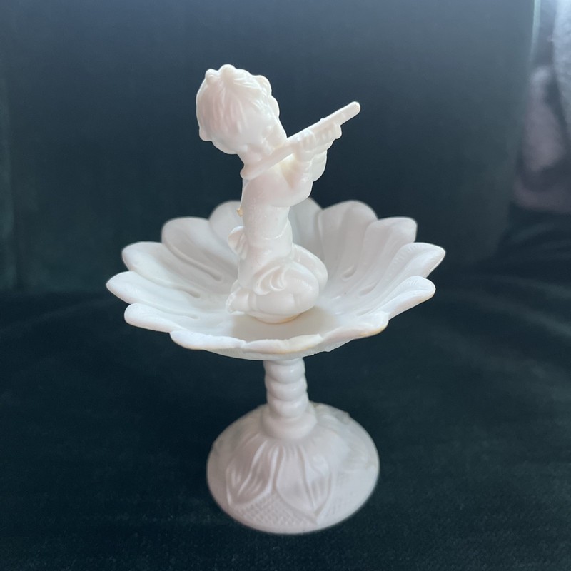 Set of 2 vintage Wilton Cake Topper Cherub fountain flutist 1970s flute cupcake gallery