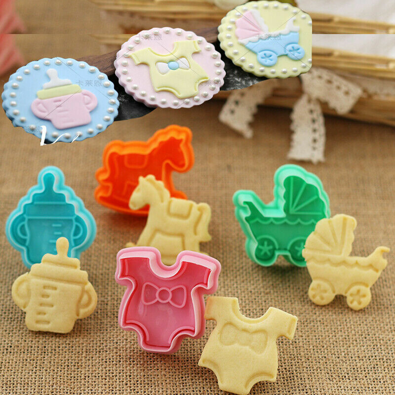 Cutter Plunger Cookies Cute Mould 4pcs Baking Fondant Baby Mold Biscuit Cake gallery