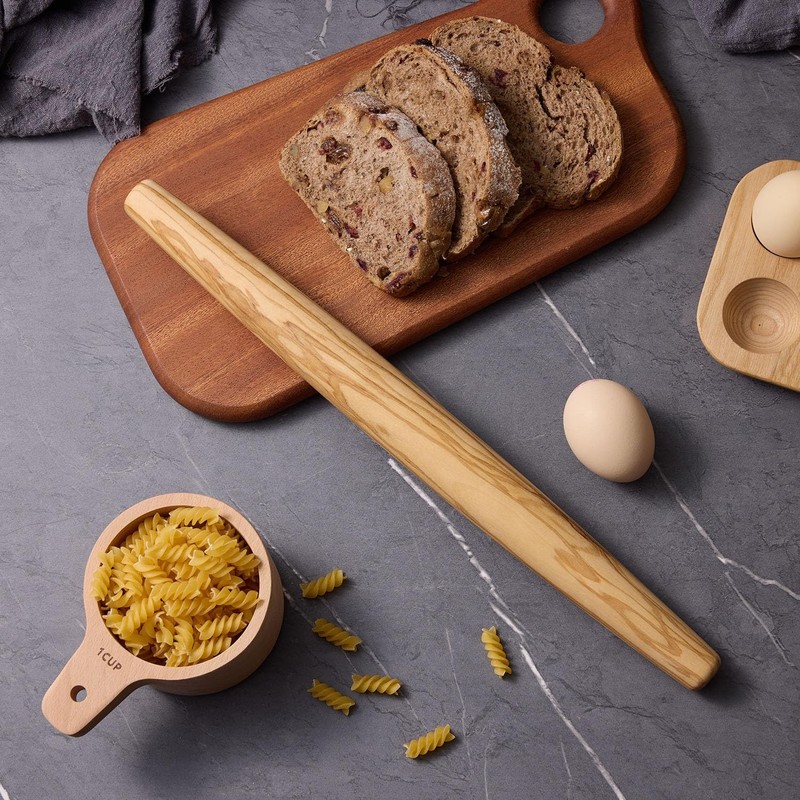 Olive Wood French Rolling Pin 15 Inch Wooden Dough Roller For Kitchen Baking gallery