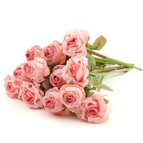 Rose Artificial Flower 12pcs Realistic Faux Silk Roses Fake A 12pcs Pink Rose gallery
