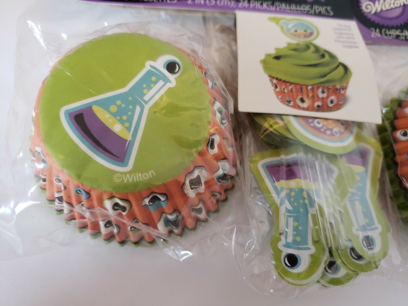 Wilton Halloween Cupcake Liners & Picks 24 Each. LOT OF 2 (beakers) gallery